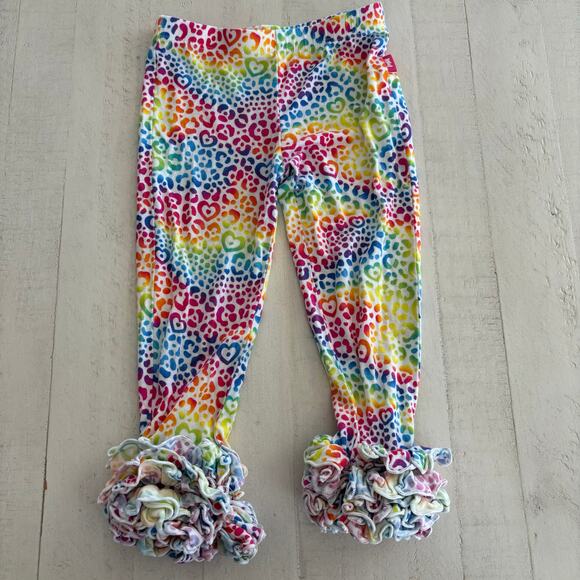 Posh Peanut Lisa Frank Rainbow Leopard Ruffle Bottom Cha Cha Leggings Size 2T - Picture 1 of 4